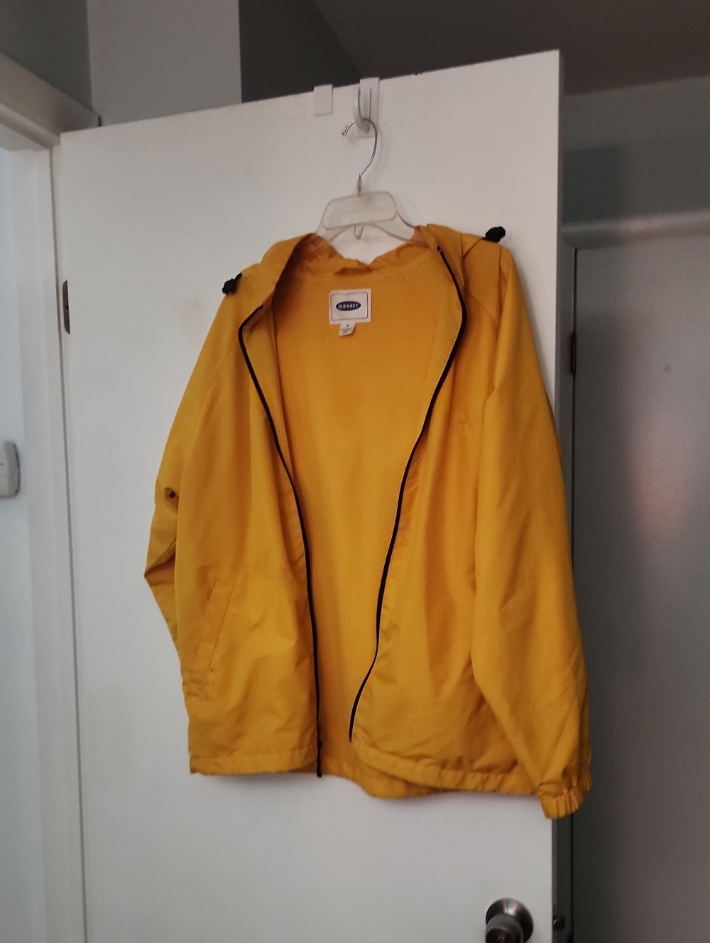 Old Navy Bright Yellow Hooded Rain Jacket